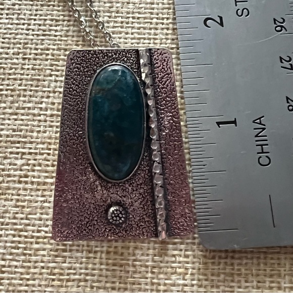 New Blue Apatite Crystal Abstract Modern Style Pendant - Picture 3 of 6